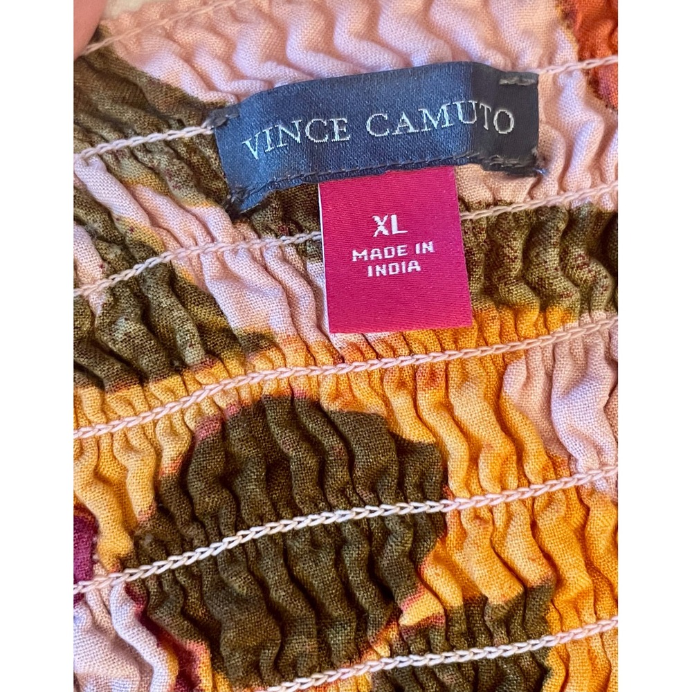 Vince Camuto Square Neck Smocked-Back Sleeveless Maxi Sundress XL Tropical Dress - Picture 5 of 11